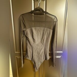 Abercrombie & Fitch Black Sheer Corset Bodysuit